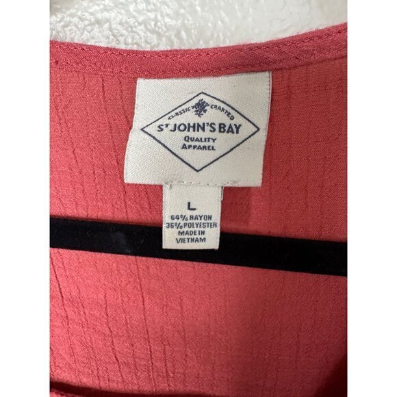 St Johns Bay Women's Rust Blouse Size‎ L 3/4 sleeve v-neck pullover - Picture 3 of 5